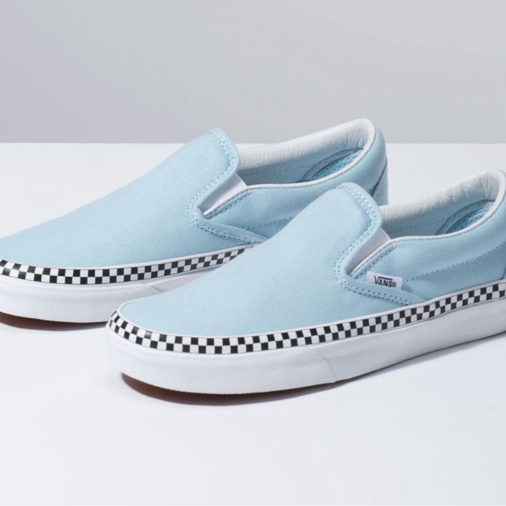 Vans Sky Blue Checkered Slip-On Sneakers